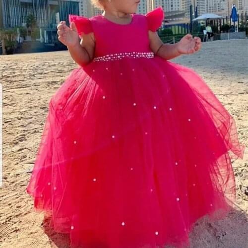 Lace Princess Flower Girl Dresses for Wedding Kids Children First Communion Ball Gowns Party Pageant Wear for Girl