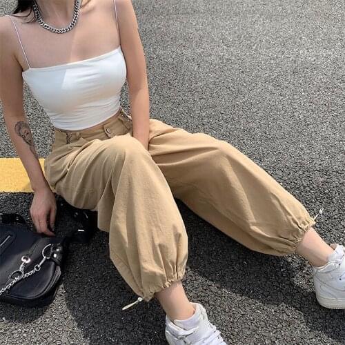 Summer Ins Style Street Hipster Loose Hip-hop Womens Long Pants Fall Buttons Color Fashion All-match Trousers -40