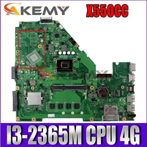 Akmey X550CC For Asus X550CA R510C Y581C X550C X550CL laptop motherboard I3-2365M CPU 4G tested 100% work original mainboard