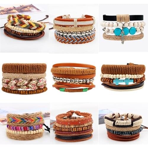 Fashion Gypsy Weave Hemp Rope Woman Bracele Handmade Boho Charm Stackable Wrap Bracelets Multi-layer Adjustable Bracelets Bangle