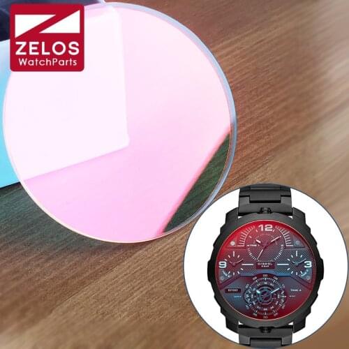 Polarized light mineral crystal watch glass for Diesel chronograph mens 55mm quartz watch