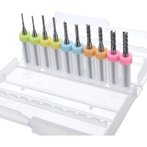 10PCS 1/1.5/2/2.5/3mm Micro Drill Bits Set Carbide Engraving Drilling Bit for PCB CNC Rotary Cutter Milling Cutting Tools