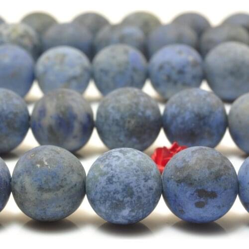 Natural Blue Dumortierite Matte Round Beads Wholesale Loose Gemstones Semi Precious Stones for Jewelry Making Bracelet Necklace