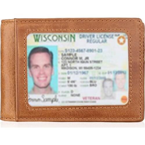 Selling Crazy Horse Leather Card Holder Wallet RFID Retro Cash Clip Multi-card Id Holder Wallet Men Rfid