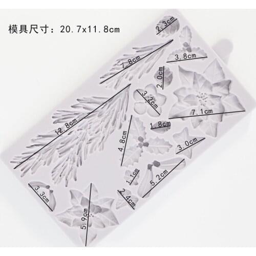 PRZY 2017 Christmas Fondant Mold Flower Shape Leaf Cake Silicone Molds Chocolate Mould for Cake Decorations Clay Moulds 001