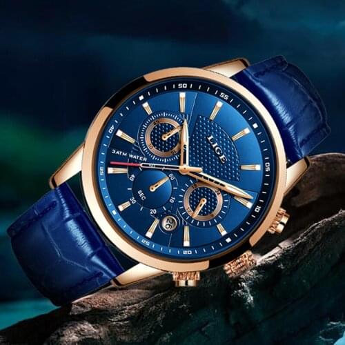 Relogio Masculino Men Watches LIGE Fashion Waterproof Chronograph Top Brand Luxury Quartz Watch Men Casual Leather Sport Watch