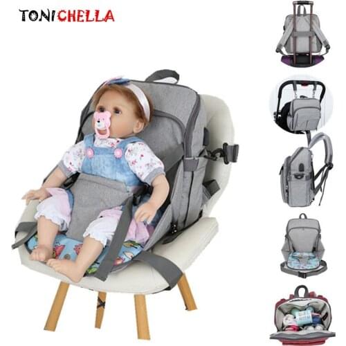 USB Charging Mummy Diaper Backpack Baby Feeding Highchair Infant Nappy Bag Mom Large Capacity Multifunctional Handbag CL5575