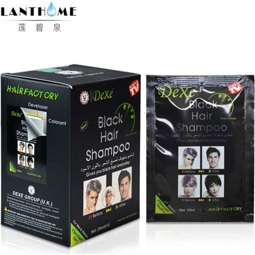 5PCS Dexe Black Hair Shampoo Only 5 Minutes Grey Become Black Hair Color Hair Dye Chinese Herbal Hair Product Health and Beauty