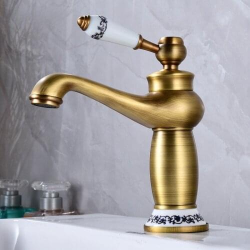 Bathroom Faucet Antique Bronze Finish Brass Basin Sink Solid Brass Faucets Single Handle Water Mixer Taps Bath Crane