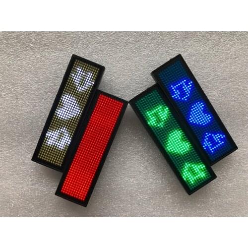 Led Name Badge , 44x11 Pixel Red Blue Green White Color USB Rechargeable Led Name Tag For sign chest card Label