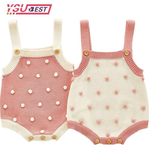 0-24M Baby Knitted Bodysuit Little Balls Sleeveless Jumpsuit Newborn Girls Bodysuit One-piece Outfits Clothes Autumn Playsuit