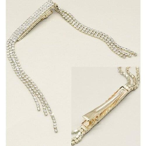 1pc Shiny Hair Clip For Women Girls Snap Crystal Hair Stick Rhinestone Hairpin with Rhinestone tassel Hair Styling Accessories