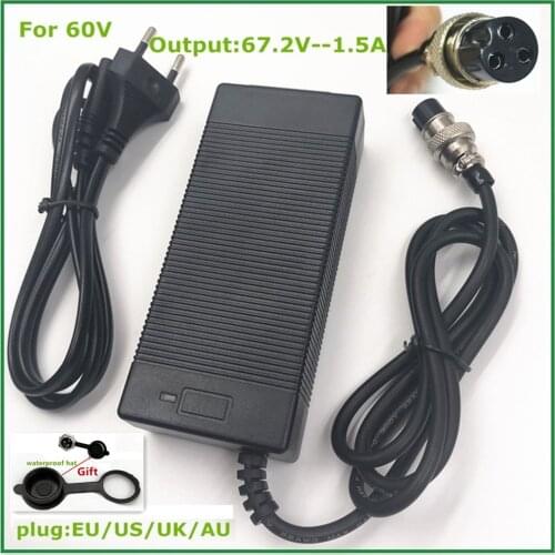 67.2V1.5A 67.2V 1.5A charger for 60V Wheelbarrow Electric self balancing unicycle scooter skateboard charger with XLR3 sockets