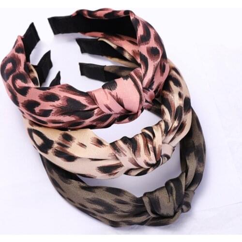 Korean Leopard Printed Fabric Headband Women Fashion Hair Accessories Wholesale Wide Hairband Top Knot Euramerican Head Wear