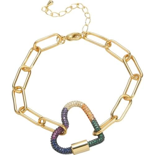 Womens gold cz bracelets bangles Hip-hop zirconia charm bracelet adjustable chain Screw accessories diy bracelet for women