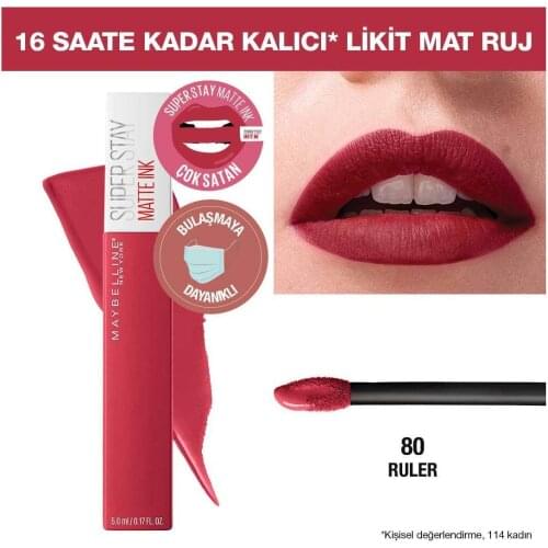 Liquid Matte Lipstick-SuperStay Matte Ink Liquid Lipstick 80 Ruler 3600531469481 16 hours lasting, super matte gel formula