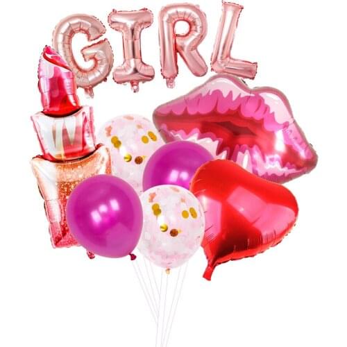 1 Set Confession Balloons Large Lipstick Aluminum Film Ballon Valentines Day Rose Gold Girl Wedding Proposal Decoration Scenery