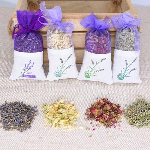 1pc Natural Lavender Rose Jasmine Rosemary Dried Flower Sachet For Car Wardrobe Home Fragrance Sachets Air Refreshing Flower Bag