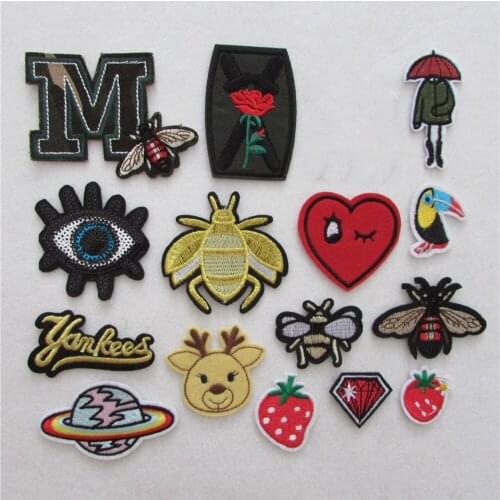 2017 year Hot sales fashion hot melt adhesive applique embroidery patches DIY accessory 1pcs sell C5879-C5895