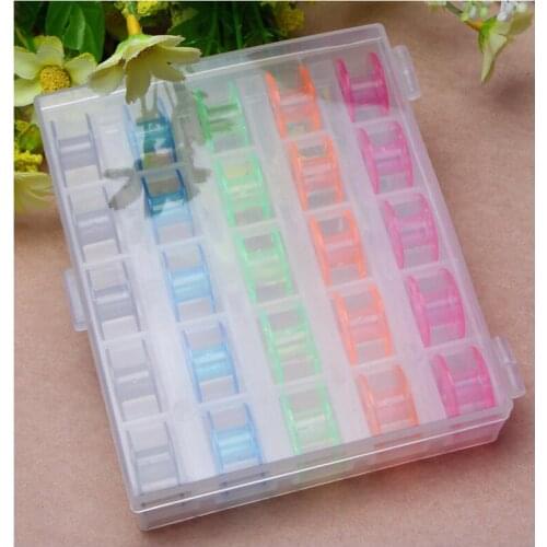 25Pcs Colorful Plastic Empty Bobbins Sewing Machine Spools Case Storage Box for Sewing Machine Home Sewing
