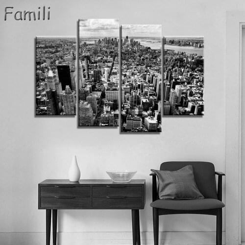 4 panel high quality New York City landscape Canvas Painting Large Wall Pictures For Living Room Custom no frame Direct Selling