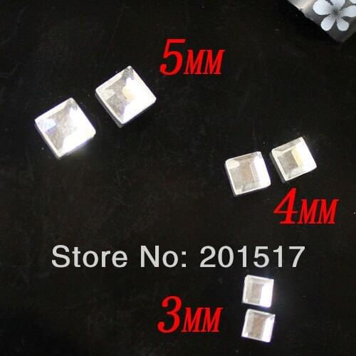 500pcs faceted small square crystal glass flatback stones nail art supplies 3d nail art sticker Crystal Silver Shade stones