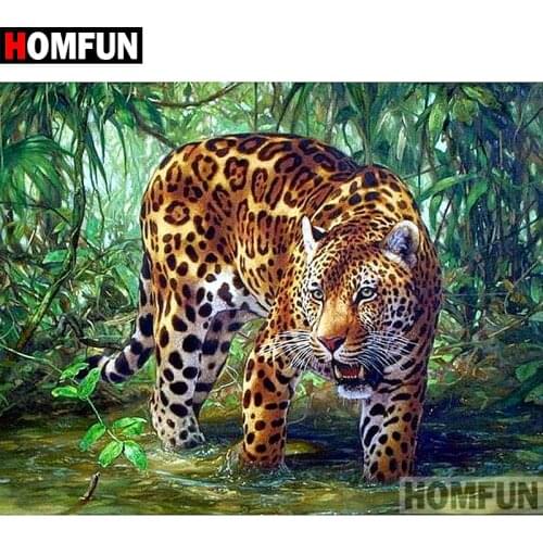HOMFUN Full Square/Round Drill 5D DIY Diamond Painting "Forest leopard" Embroidery Cross Stitch 5D Home Decor Gift A07529