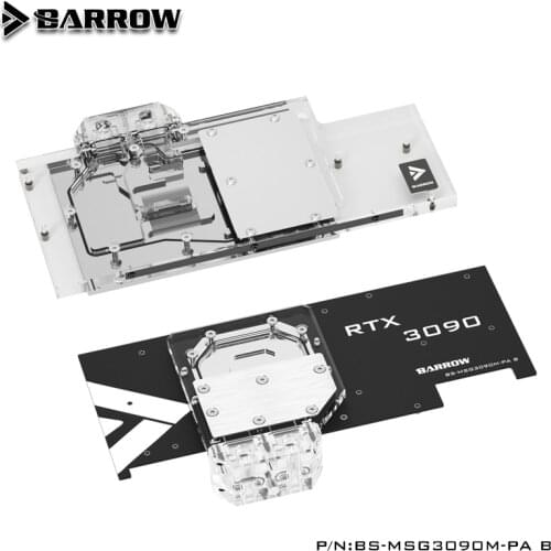 BARROW Double Cooling Water Block use for MSI RTX3080 GAMING X TRIO/MSI RTX3090 GAMING TRIO GPU card With backplane 5V A-RGB