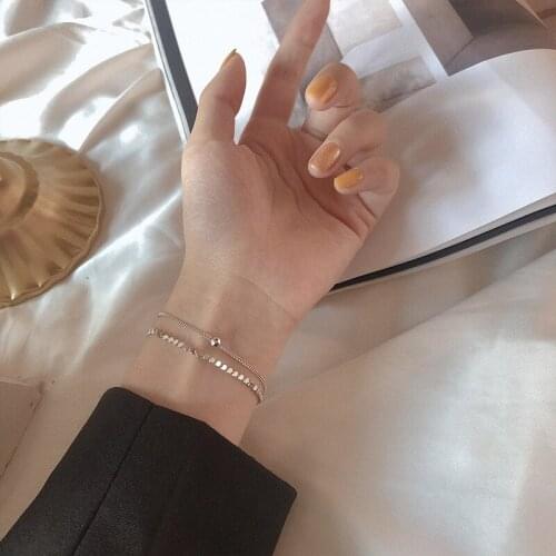 925 Sterling Silver New Fashion Double Layer Beads Chain Bracelet Pulseiras De Prata For Women Girl Gift S-B350