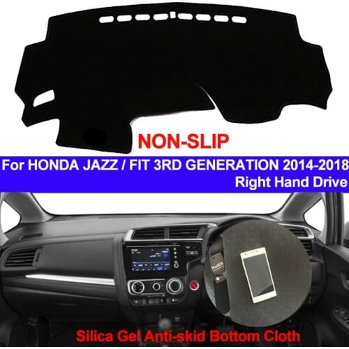 TAIJS Car Dashboard Cover Silicone Non-Slip For Honda Jazz Fit 3RD Generation 2014 2015 2016 2017 2018 DashMat ANti-UV Sun Shade
