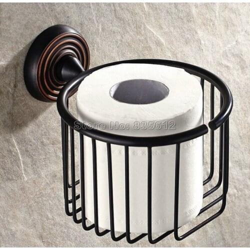 Black Oil Rubbed Bronze Bathroom Wall Mounted Toilet Paper Holder Roll Tissue Holder Basket Wba071