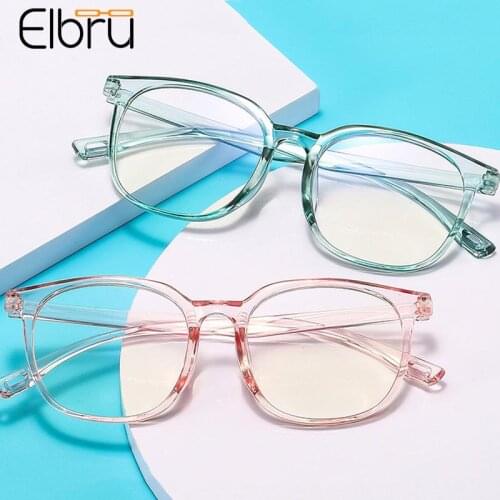 Elbru New Anti Blue Rays Optical Glasses Transparent Color Frame Clear Lens Plain Eyeglasses Men Women Vintage Square Spectacles