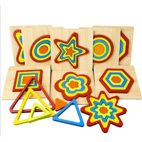 Shape Geometry Hand Grab Puzzle Board Game Parent-Child Interactive Early Education for Intelligence Safe Wooden Game