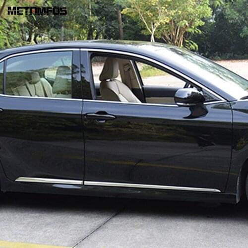 Chrome Side Door Body Skirts Strip Cover Trim For Toyota Camry XV70 2017 2018 2019 2020 Molding Sticker Accessories Car Styling
