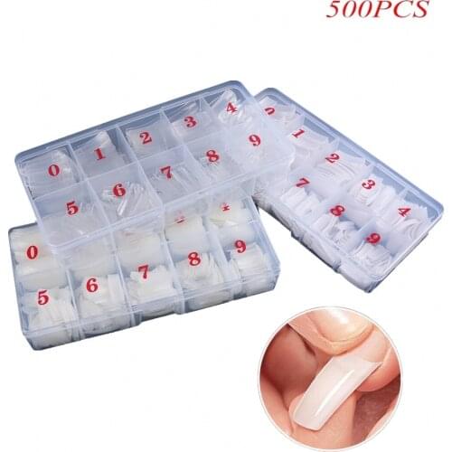 500pcs Artificial Nails French Fake Nail Sheets Nail Art Semi-Paste Fake Nails Sheets Transparent Nail Sheets