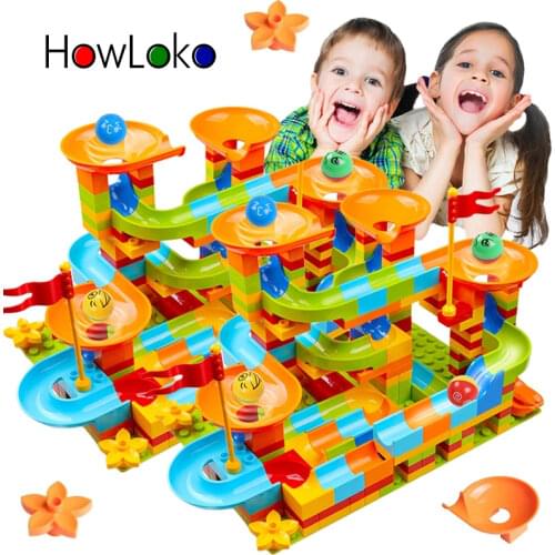 Marble Race Run Big Block Compatible city Building Blocks Funnel Slide Blocks DIY Big Bricks Toys For Children giftv