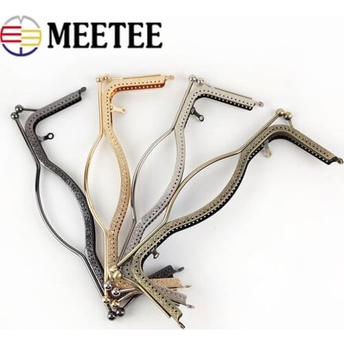 Meetee 1pc/5pcs 20.5/27cm Retro Metal Bag Frame Lock Clasp Buckle Purse Frame Handle DIY Wallet Hand Pull Parts Accessories