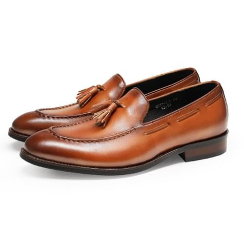 Loafer Wedding Dress Formal Office Men Shoes Black Genuine Leather Original Casual Business Designer Shoes