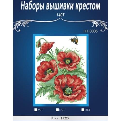 EW opium poppy Needlework home Decor counted cross stitch simliar DMC Cross Stitch kits 14CT needlework Set DIY embroidery