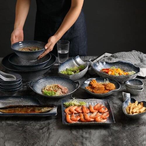 Japanese Cuisine Dishes Set Household Personality Creative Bowl Salad Plate Ramen Bowl European Restaurant Ceramic Tableware