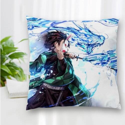 Custom Anime Demon Slayer Pillowcase With Zipper Bedroom Home Office Decorative Pillow Sofa Pillowcase Cushions Pillow Cover
