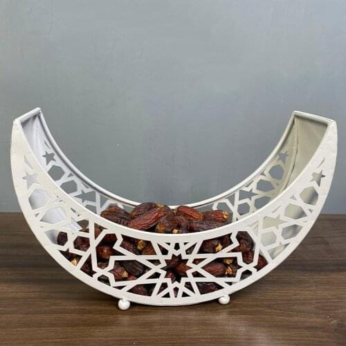 New Eid Mubarak Moon/Star Serving Tray Tableware Dessert Food Storage Container Ramadan Wrought Iron Tray for Home Decor SMR88