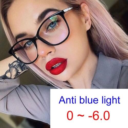 Prescription Glasses Minus -1 -2 -3 Anti Blue Light Glasses For Women Trends Office Cat Eye Computer Myopia Glasses Eyeglasses