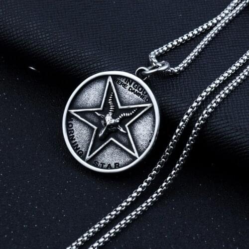 Necklace For Men Boy Gothic Jewelry With Stainless Steel Chain Punk Pentagram Round Triangle Jesus Pendant