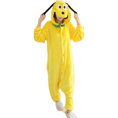 Kigurumi Yellow Dog Onesies Pajamas Cartoon Costume Cosplay Pyjamas Adult Animal Onesies Party Dress Halloween Pijamas