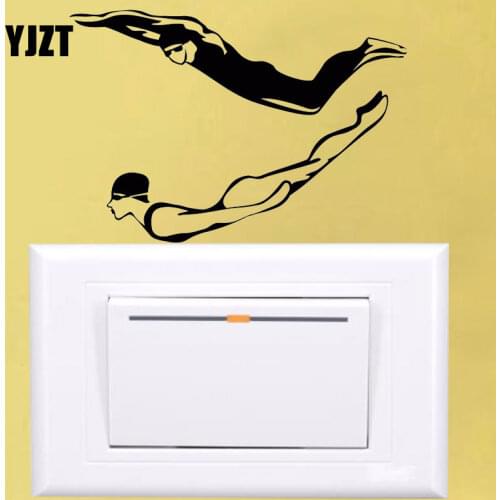 YJZT Swimmer Swimming Pool Water Sports Wall Sticker For Kids Room Vinyl Switch Sticker 8SS2217