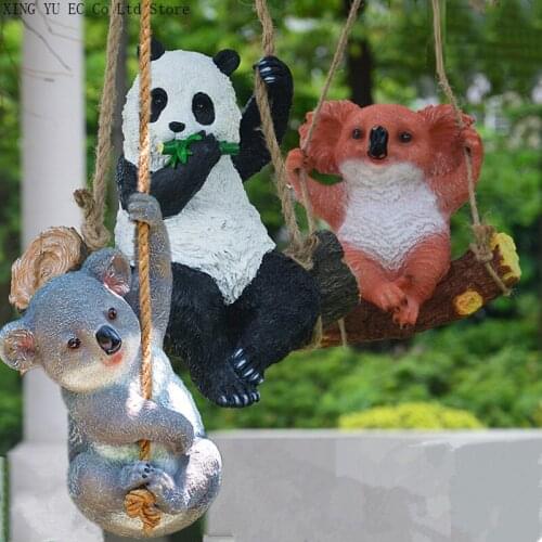 Swing Animal Pendant Home Decoration Accessories Garden Outdoor Resin Craft Panda Dog Koala Garden Decoration Accessories