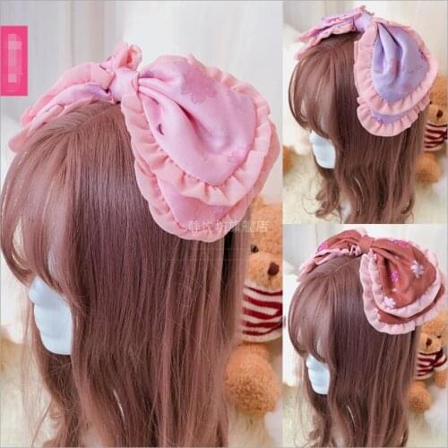 Lolita Japanese Mori Girl Headwear Sweet Lace Bowknot Cos Lolly Headband KC Hair Accessories Lolita Headband