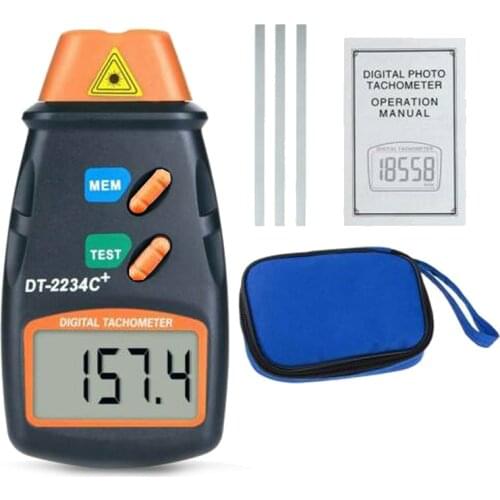 DT2234C Digital LCD Laser Rev Counter RPM Testing Meter Non-contact Tachometer Counter for Motor Wheel Rotation Speed Testing