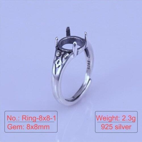 Simple 925 Silver Ring Settings Blank High Quality Marcasite Silver Adjustable Blank Ring Base